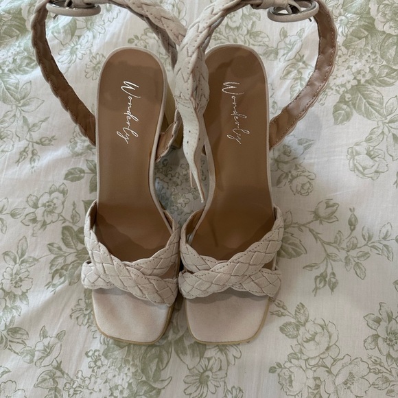Wonderly Cream Braided Heels - Picture 2 of 4